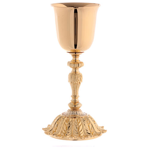 Calice e pisside ottone dorato base con fiore 8