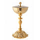 Calice e pisside ottone dorato base con fiore s4