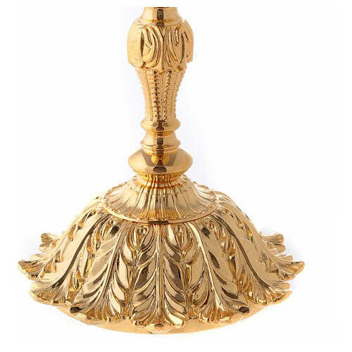 Gold plated brass chalice and ciborium with flower on the base 6