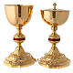 Goblet and pyx in gold-plated brass and red enamel knot s1