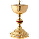 Goblet and pyx in gold-plated brass and red enamel knot s3