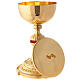 Goblet and pyx in gold-plated brass and red enamel knot s7