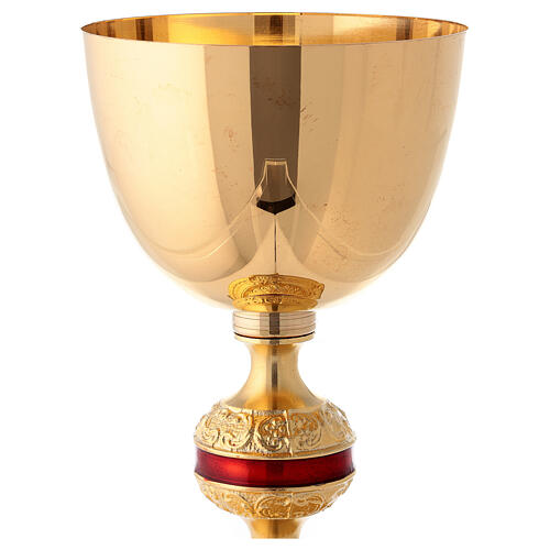 Brass chalice and ciborium with red ennameled node 4