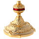 Brass chalice and ciborium with red ennameled node s5
