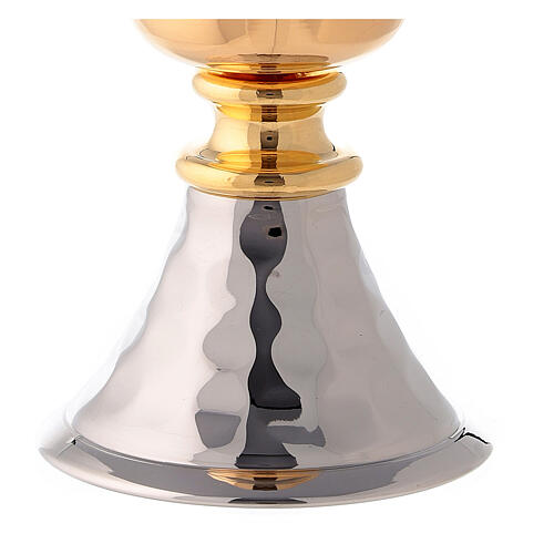 Gold plated brass chalice for traveling 4 in hammered silver plated base 3