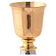 Gold plated brass chalice for traveling 4 in hammered silver plated base s2