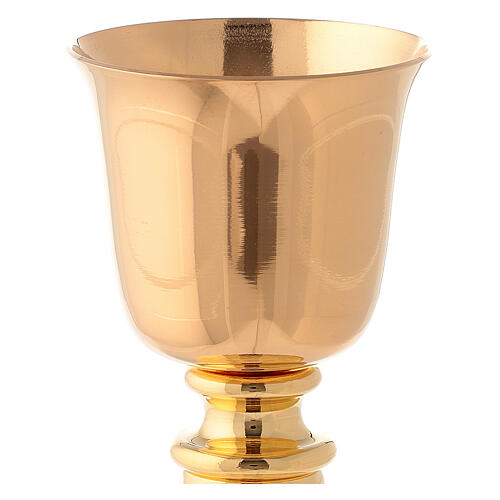 Simple small chalice for traveling in gold plated brass hammered base 2
