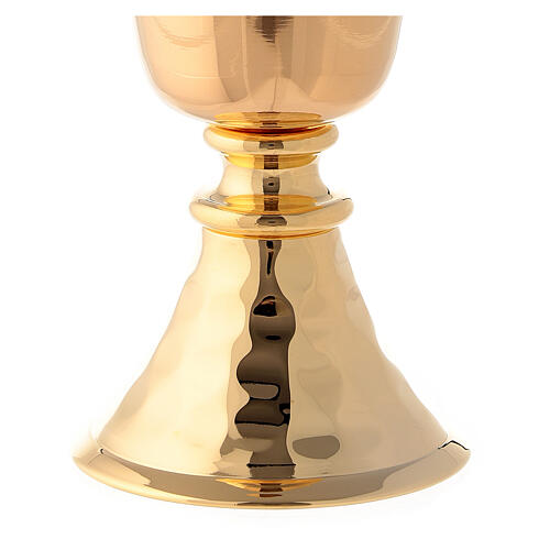 Simple small chalice for traveling in gold plated brass hammered base 3