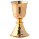 Simple small chalice for traveling in gold plated brass hammered base s1