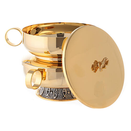 Stacking ciboria set in polished brass diameter 5 1/2 in 6