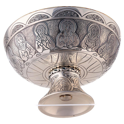 Patena Última Ceia e Quatro Evangelistas latão prateado Molina 3