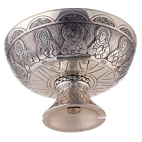 Last Supper and Evangelists Molina paten in silver plated brass