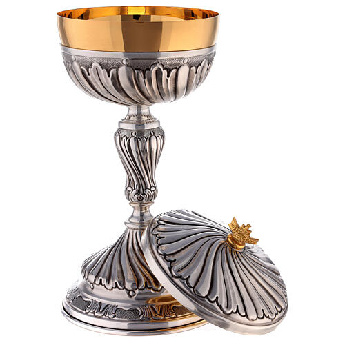 Chiseled ciborium silver-plated, diam 12.5 cm handmade 3