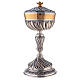 Chiseled ciborium silver-plated, diam 12.5 cm handmade s1