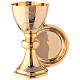 Gold plated brass chalice and paten with grape branches decoration 7 in s1