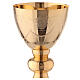 Gold plated brass chalice and paten with grape branches decoration 7 in s2