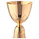 Chalice and paten with bell-mouthed base in gold plated brass 18 cm s2