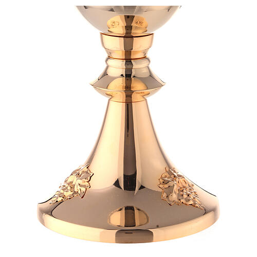 Chalice and paten with applied vine gold plated brass 20 cm 5