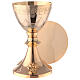 Chalice and paten with applied vine gold plated brass 20 cm s1