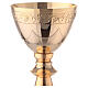 Chalice and paten with applied vine gold plated brass 20 cm s2