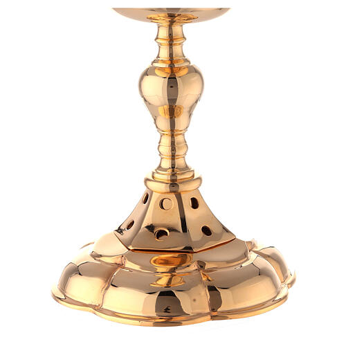 Set of chalice and paten polished gold plated tourned brass 22 cm 5