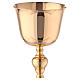 Set of chalice and paten polished gold plated tourned brass 22 cm s2