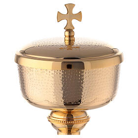 Gold plated brass ciborium with Maltese cross 23 cm