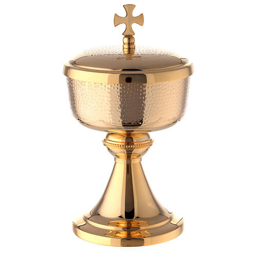 Gold plated brass ciborium with Maltese cross 23 cm 1