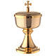 Gold plated brass ciborium with Maltese cross 23 cm s1