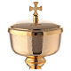 Gold plated brass ciborium with Maltese cross 23 cm s2