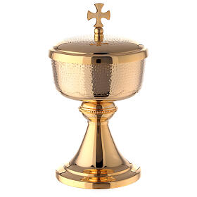 Gold plated brass ciborium with Maltese cross 9 in