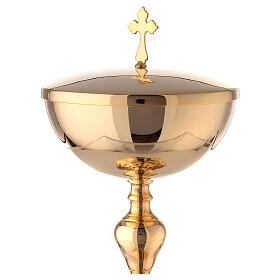 Tourned ciborium with drop-shaped node gold plated brass h 25 cm