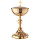 Tourned ciborium with drop-shaped node gold plated brass h 25 cm s1