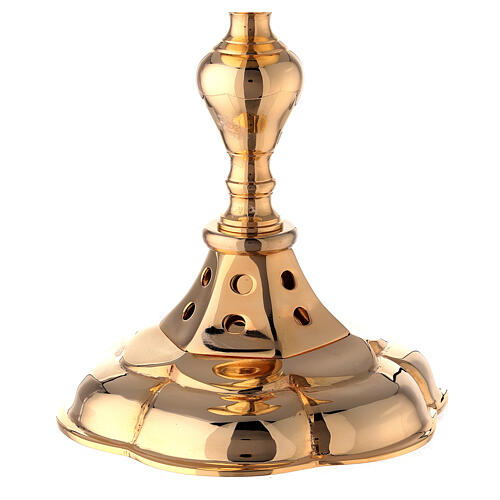 Turned ciborium with drop-shaped node gold plated brass h 10 in 3
