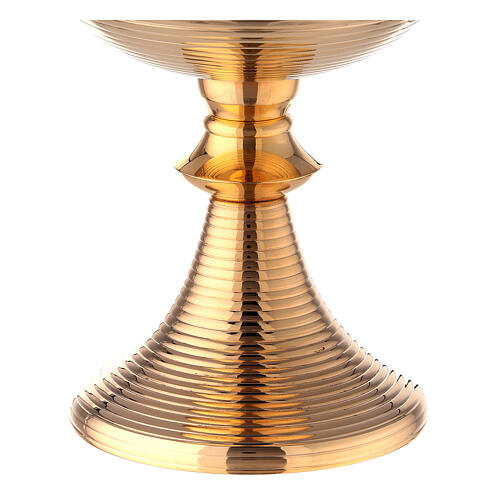 Striped gold plated ciborium with Celtic cross 9 1/2 in 3