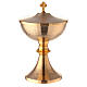 Striped gold plated ciborium with Celtic cross 9 1/2 in s1