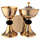 Hammered gold plated set of chalice ciborium and paten with black node s1