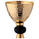Hammered gold plated set of chalice ciborium and paten with black node s2