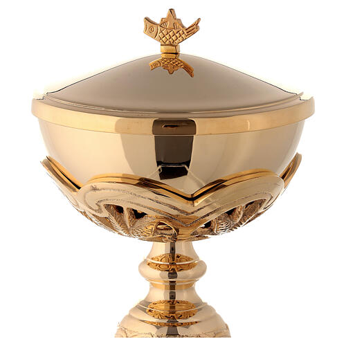 Baroque ciborium with drop-shaped node gold plated brass 27 cm 2