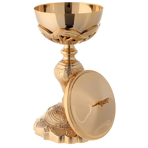 Baroque ciborium with drop-shaped node gold plated brass 27 cm 4