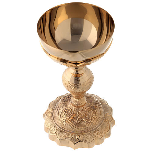 Baroque ciborium with drop-shaped node gold plated brass 27 cm 9
