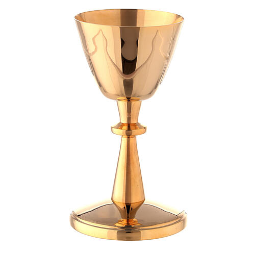 Small chalice with paten gold plated brass 13 cm 2