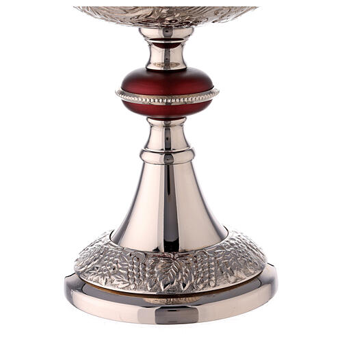 Nickel-plated brass ciborium with grapes and red node 3