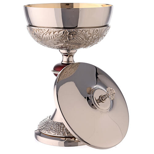 Nickel-plated brass ciborium with grapes and red node 5
