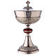 Nickel-plated brass ciborium with grapes and red node s1