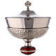 Nickel-plated brass ciborium with grapes and red node s2