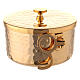 Hammered stackable ciborium in gold plated brass 4 in diameter s4