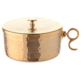 Stackable ciborium hammered gold plated brass