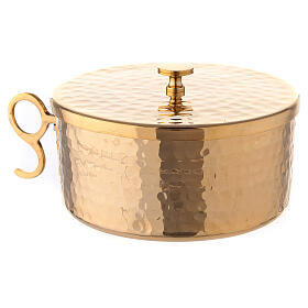 Stackable ciborium hammered gold plated brass