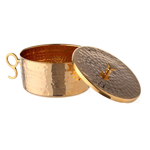 Stackable ciborium hammered gold plated brass 3